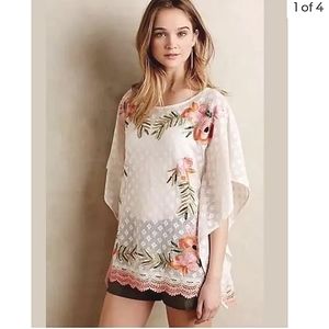 Anthropology Akemi + Kin Augustin sticked embroidered poncho size XS
